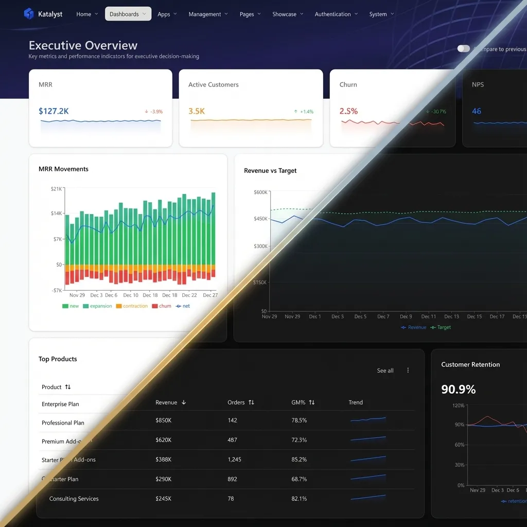 Light vs Dark Mode Comparison